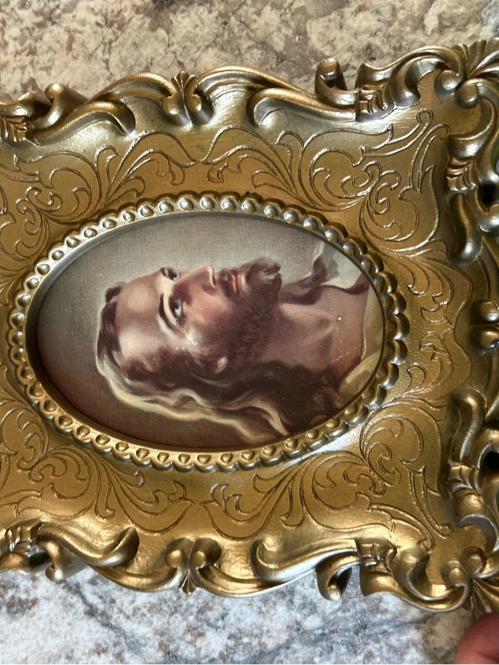 Vintage Ornate Gold Religious Wall Plaque with Jesus Portrait - Picture 3 of 3